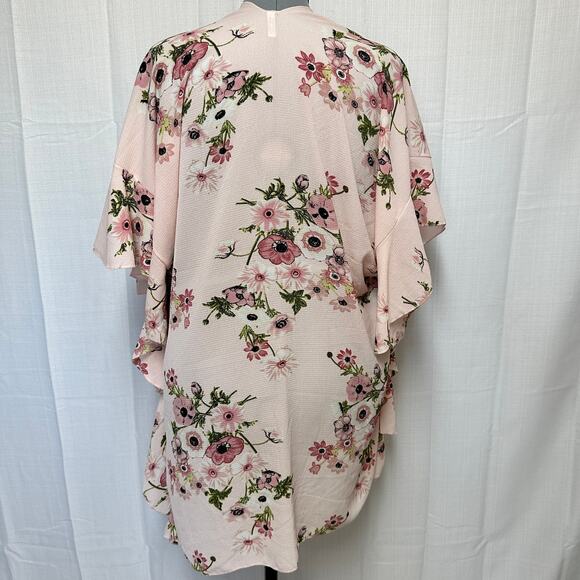 Jack & Missy Crinkle Fabric Floral Kimono Ruffle Sleeve Fairy Boho Sz: OS - Picture 3 of 7